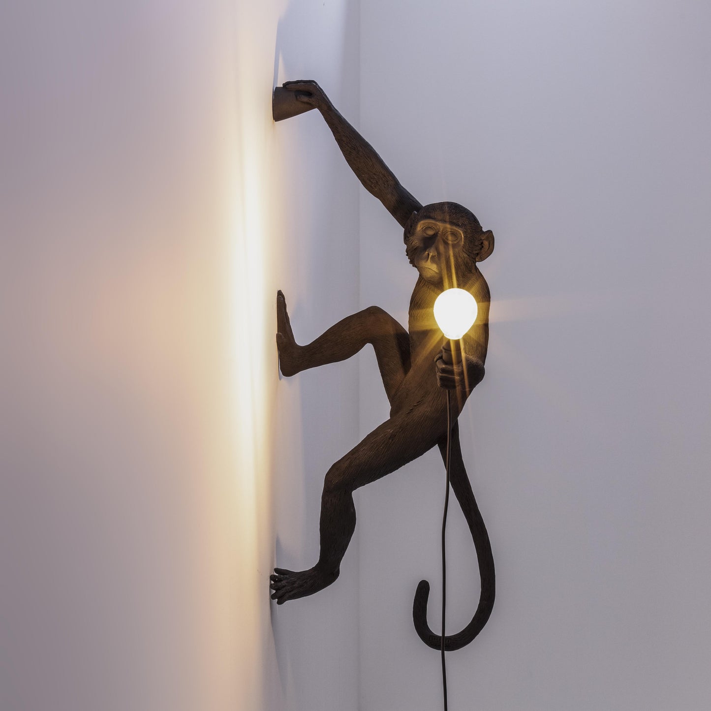 Seletti Monkey Lamp Hanging Version Right Hand Nero