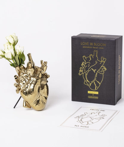 Seletti Love in Bloom vaso cuore Gold Marcantonio