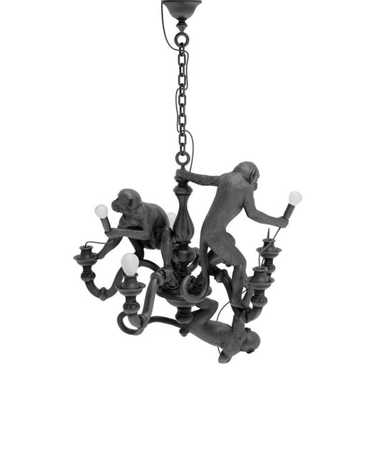 Seletti Monkey Chandelier Lampadario Con Scimmie Nero