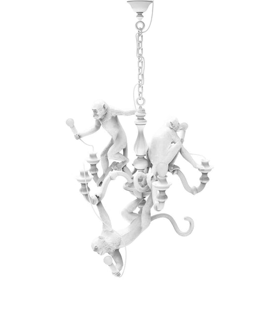 Seletti Monkey Chandelier Lampadario Con Scimmie Bianco