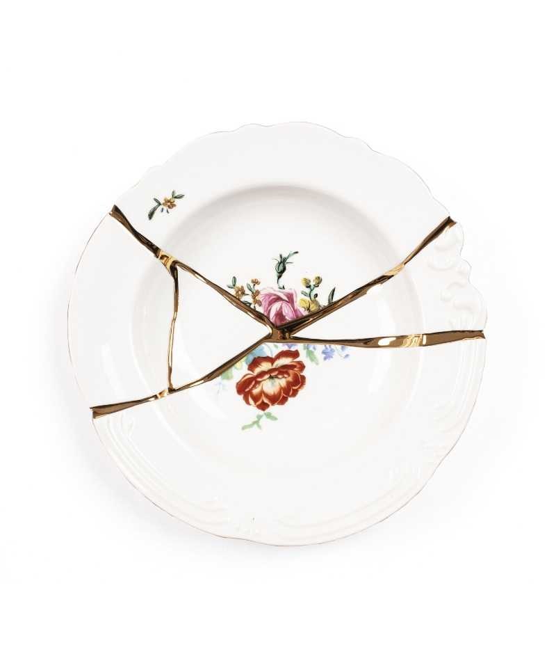 Seletti Kintsugi Piatto Fondo Fiori