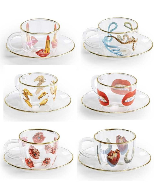 Seletti Toiletpaper Home Coffee Cups Set 6 Tazzine Caffè con Piattino