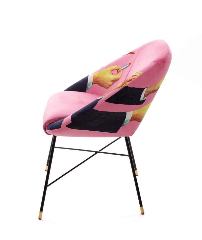 Seletti Toiletpaper Home Padded Chair Sedia Lipsticks Rosa