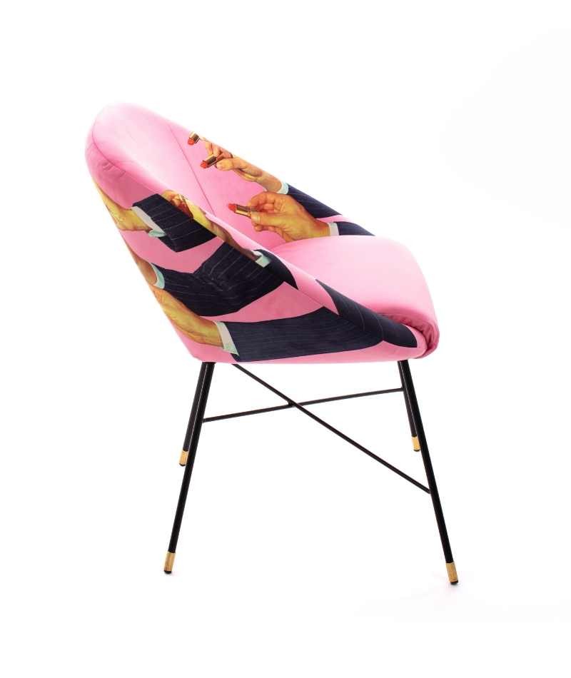 Seletti Toiletpaper Home Padded Chair Sedia Lipsticks Rosa