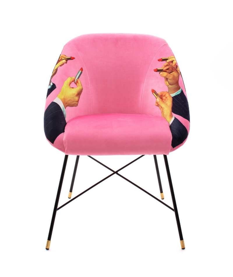 Seletti Toiletpaper Home Padded Chair Sedia Lipsticks Rosa