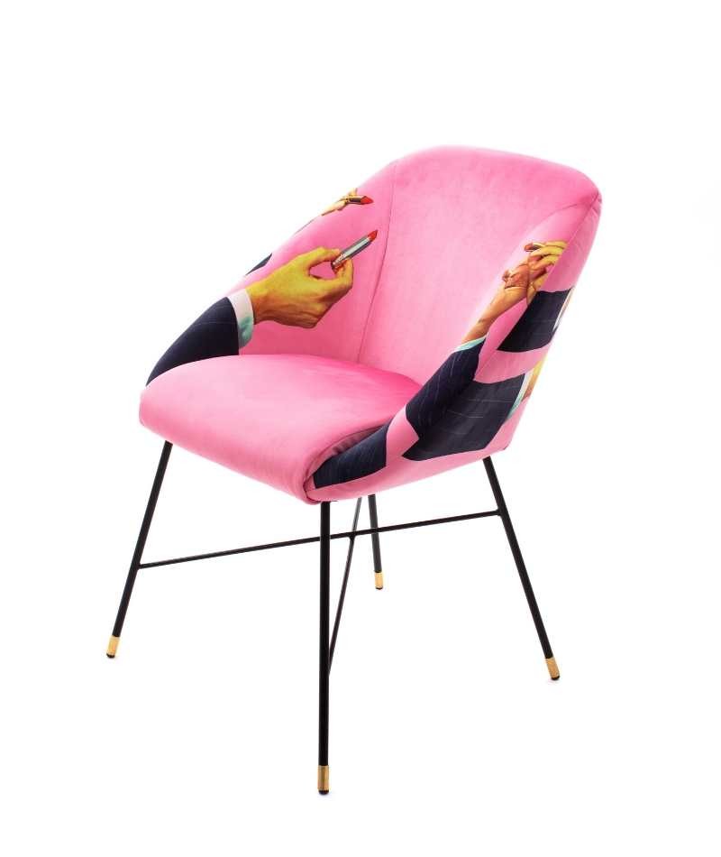 Seletti Toiletpaper Home Padded Chair Sedia Lipsticks Rosa