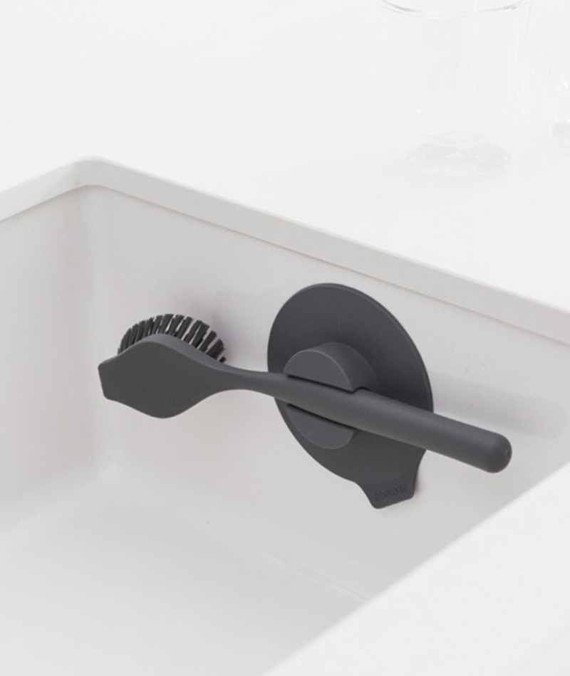 Brabantia Dish Brush SinkSide Spazzola lavapiatti con ventosa Dark Gray