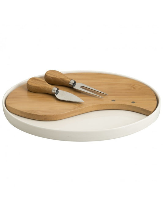 Brandani Porcellana & Bamboo Tagliere con coltelli formaggi