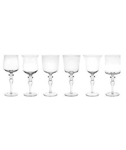 Bitossi Home Diseguale Set 6 Calici con stelo lavorato Forme Assortite Trasparente