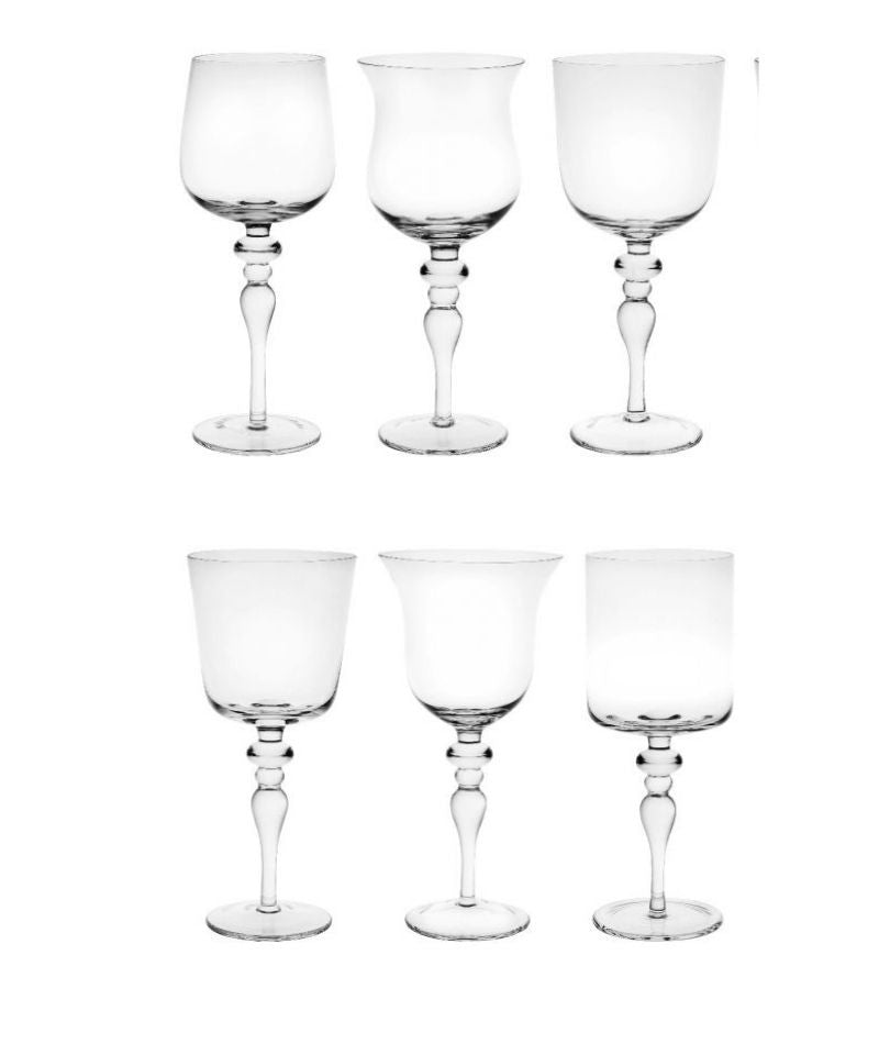 Bitossi Home Diseguale Set 6 Calici con stelo lavorato Forme Assortite Trasparente