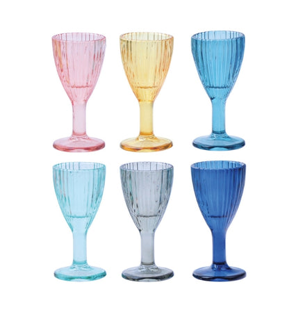 Brandani Drop Liquorino Calice Hot Plisse' Set 6 Pz Colori Assortiti Vetro