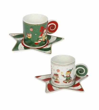 Brandani Tazzina Caffè Elfomagia Bianco/Verde Set 2 Tazzine