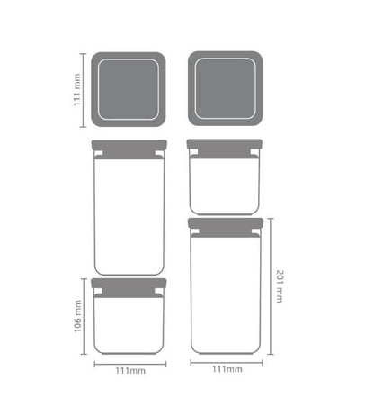 Brabantia Stackable set barattoli quadrati