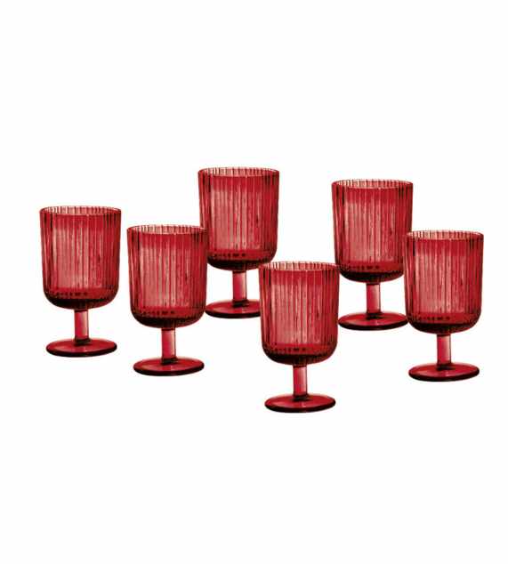 Brandani Calice Plissé Rosso Set 6 pz Vetro