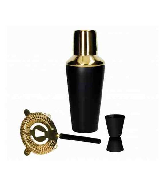 Brandani Matt Black Cocktail Shaker Set 3 pz in Inox