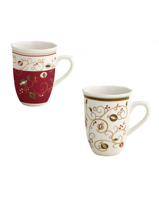 Brandani Tempo Di Festa Mug Set 2 Pz Porcellana