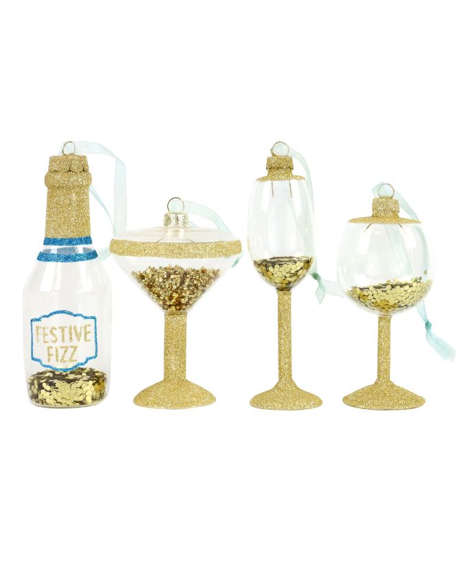 Hoff Interieur Decori Albero Di Natale in Vetro Set 4 pz- Cocktails