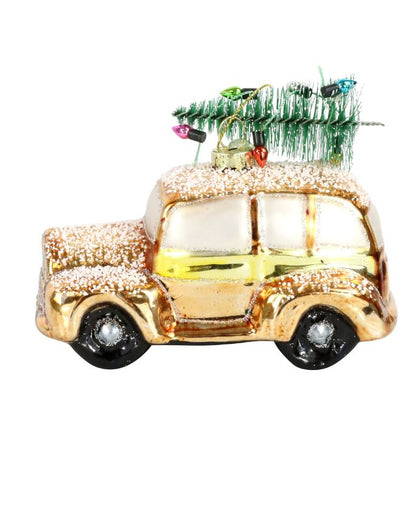 Hoff Interieur Decori in Vetro Christmas Car Oro