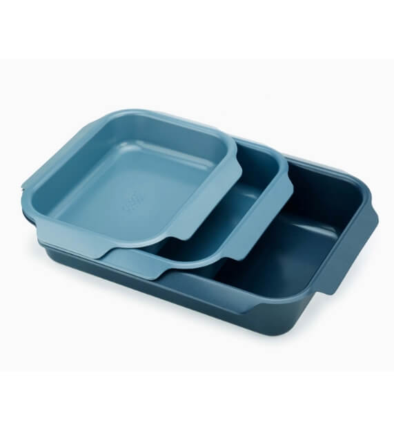 Joseph Joseph Nest Set di teglie per arrosti blu antiaderenti da 3 pezzi per forno