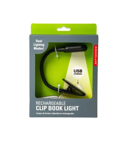 Kikkerland Clip Book Light- Luce da Lettura a Clip Ricaricabile Nera