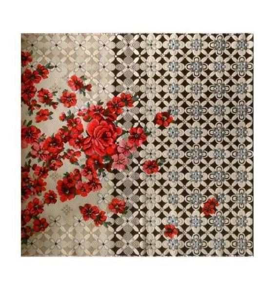 Miho Carpets tappeto Fiori rossi 140x140