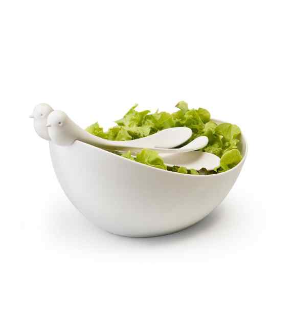 Qualy Sparrow Salad Bowl with Servers - Insalatiera Passerotto con Posate