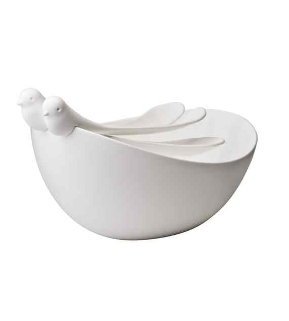 Qualy Sparrow Salad Bowl with Servers - Insalatiera Passerotto con Posate